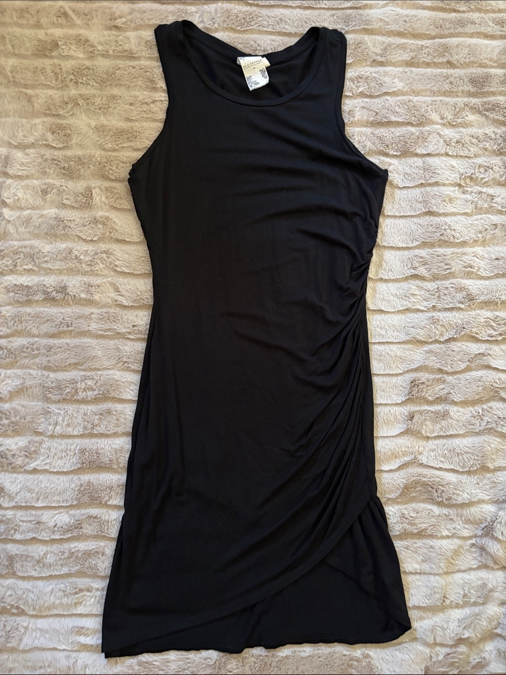 Blu Pepper Black Sleeveless Ruched Mini Dress